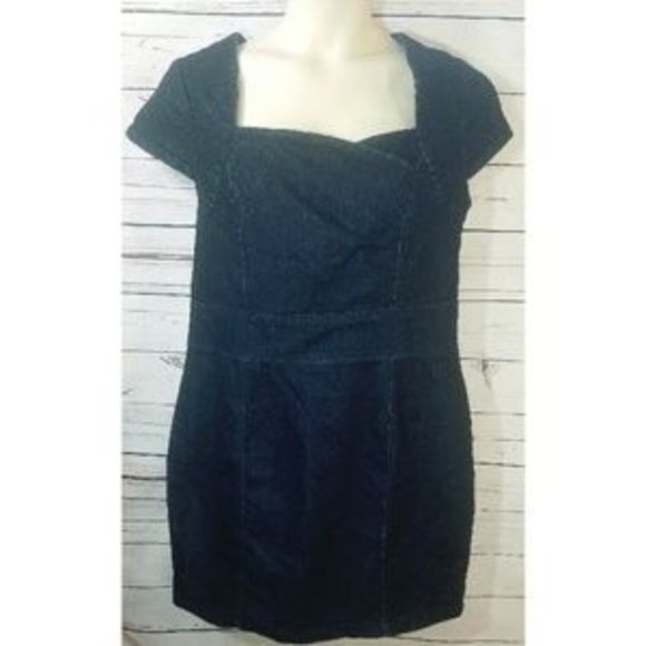 Size 16 Lane Bryant Dark Denim Stretch Mini Dress - Picture 2 of 4